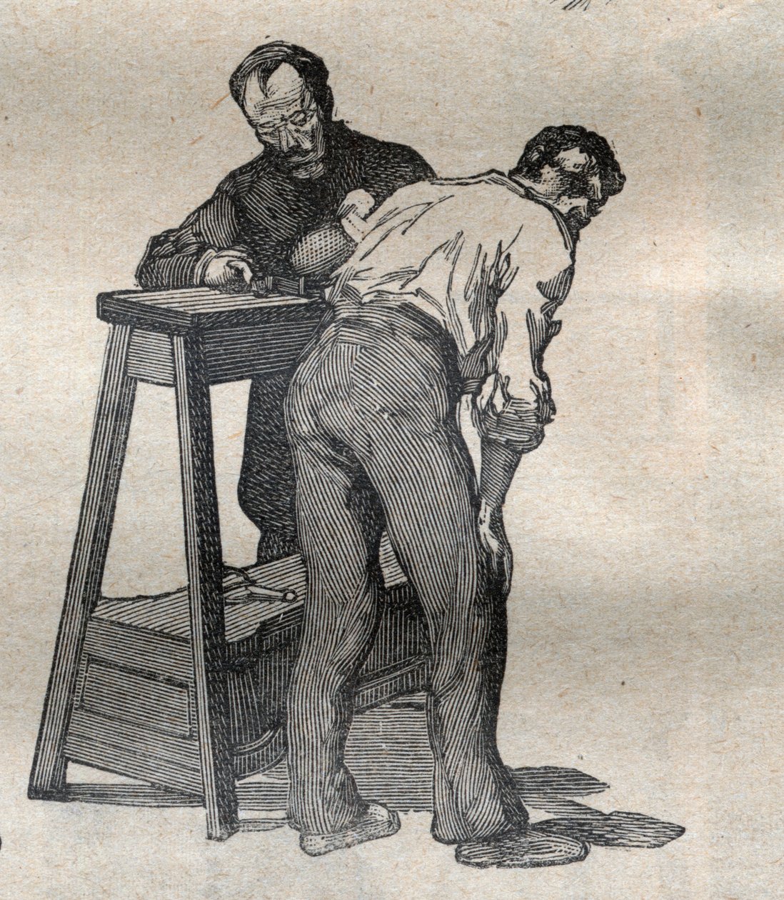 قياس الأنثروبومترية القضائية أو Bertillonage ، طريقة ألفونس بيرتيلون (1853-1914): قياس الكوع - النقش في "" La Science francaise "" بواسطة فنان غير معروف