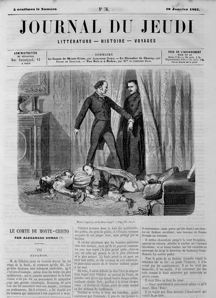 كونت مونت كريستو (مونتي كريستو) - في "" Le Journal du Thursdaydays "" بتاريخ 20/01/1861 بواسطة فنان غير معروف
