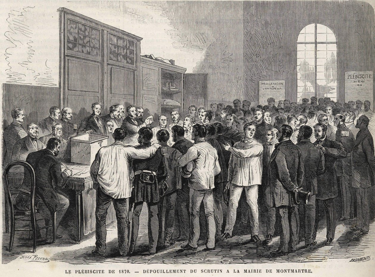 Le Plebiscite de 1870 ، عد الأصوات في مجلس مدينة مونمارتر. بواسطة فنان غير معروف