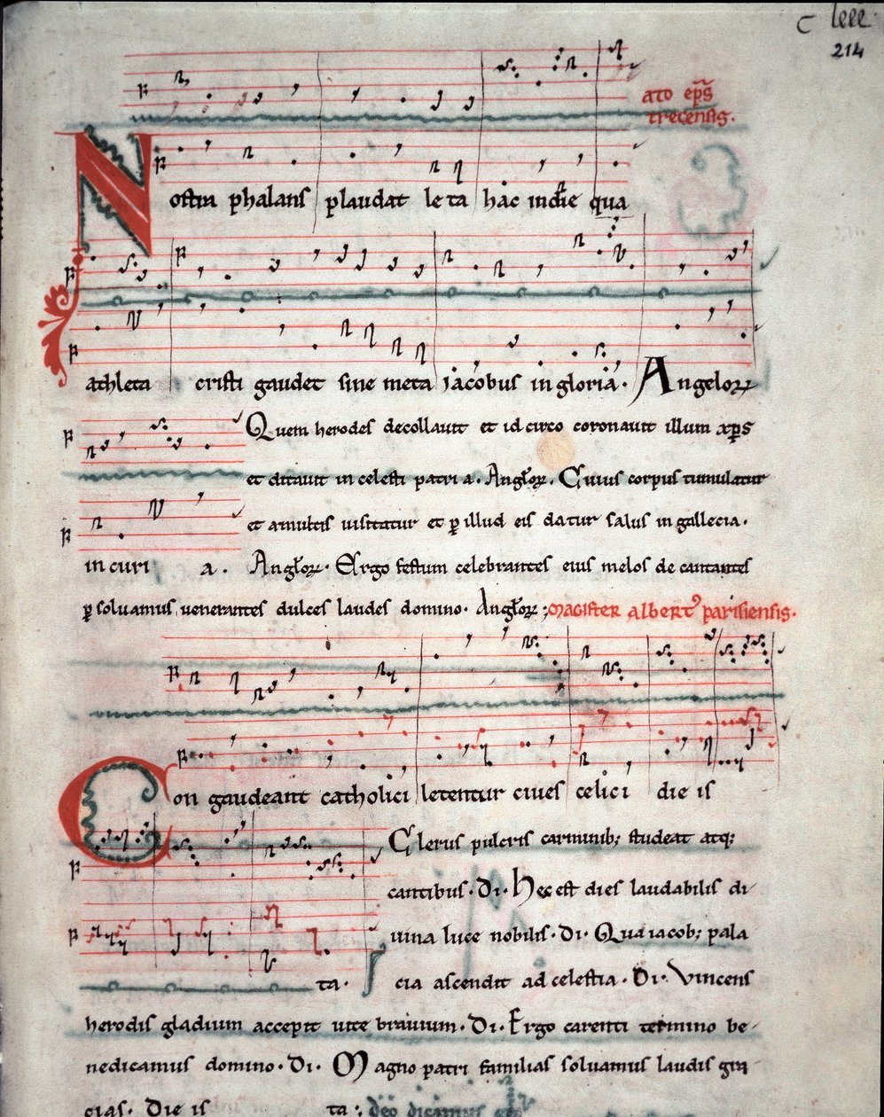 كتيب دليل الحاج مع كلمات من حج سانتياغو دي كومبوستيلا (سانتياغو دي كومبوستيلا) Fol. 214 ص. مخطوطة من القرن الثالث عشر. أرشيف كاتدرائية سانتياغو دي كومبوستيلا (سانتياغو دي كومبوستيلا) ، إسبانيا بواسطة فنان غير معروف