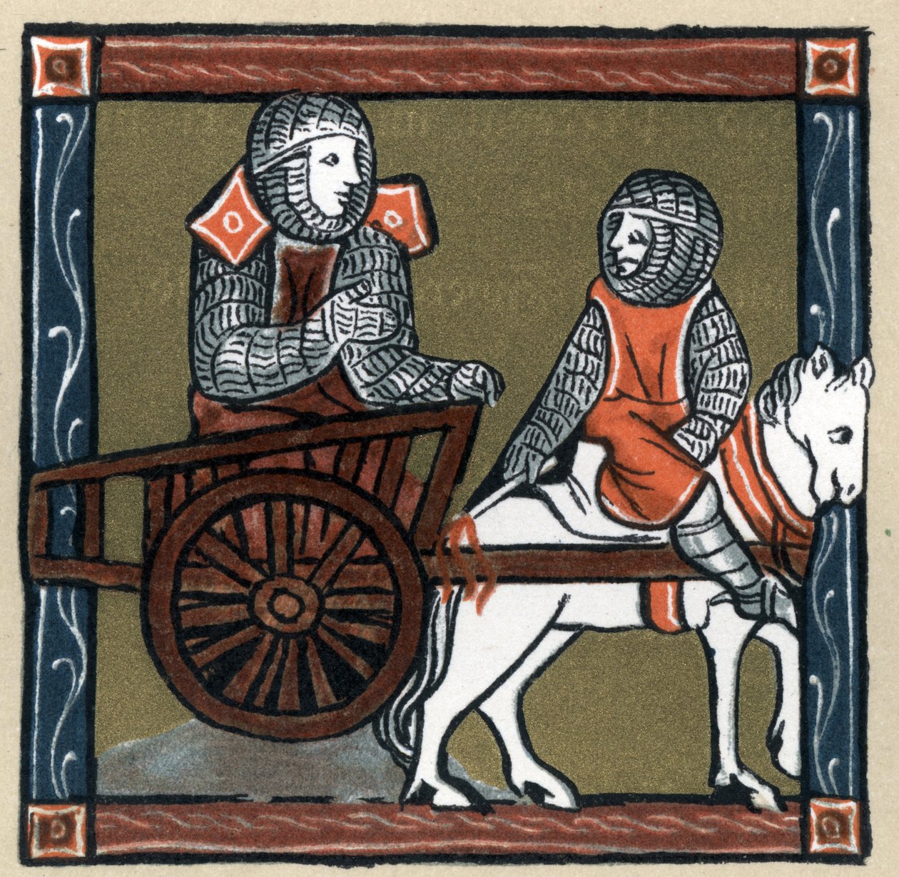 الأسطورة Arthurienne: Lancelot du lac dans la Charrette. في "" تاريخ الأدب الفرنسي "بقلم هيرمان سوشيير بواسطة فنان غير معروف