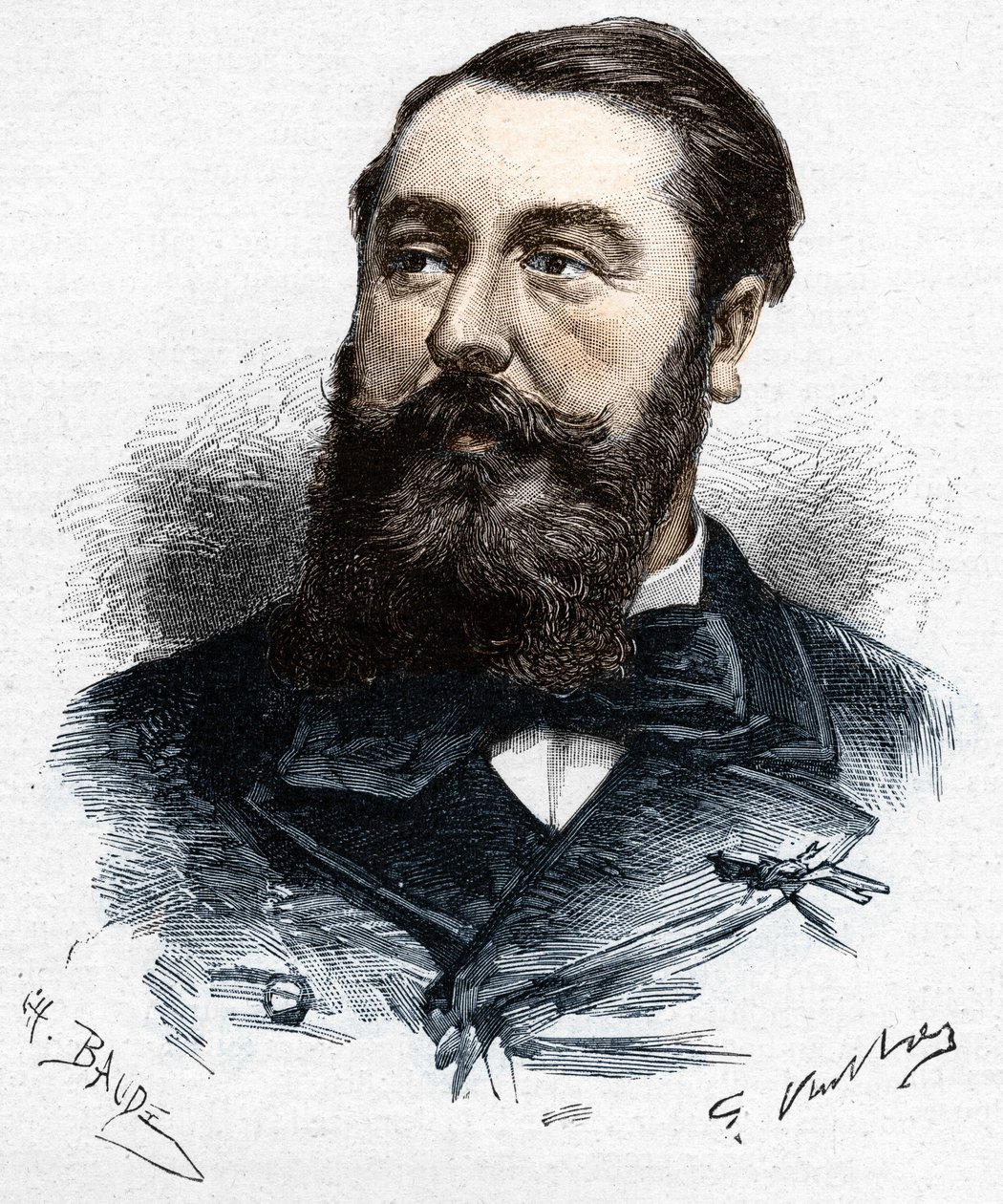 ليو ديليبس (1836-1891) ، موسيقي وملحن فرنسي. نقش على الخشب بواسطة تشارلز بود بعد غاستون فويلييه - في "" Le Monde Illustré "" بتاريخ ٢٨ أبريل ١٨٨٣. بواسطة فنان غير معروف