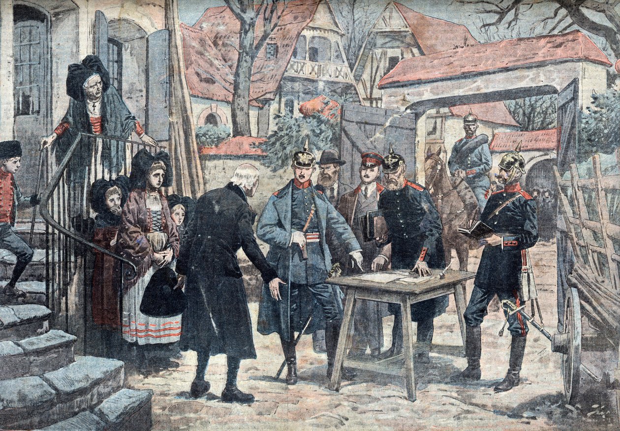 الألزاس، مارس 1918 (حملة الضباط الألمان في الألزاس، مارس 1918) رسم توضيحي مأخوذ من "لو بيليرين" 10/03/1918 مجموعة بريفي بواسطة فنان غير معروف