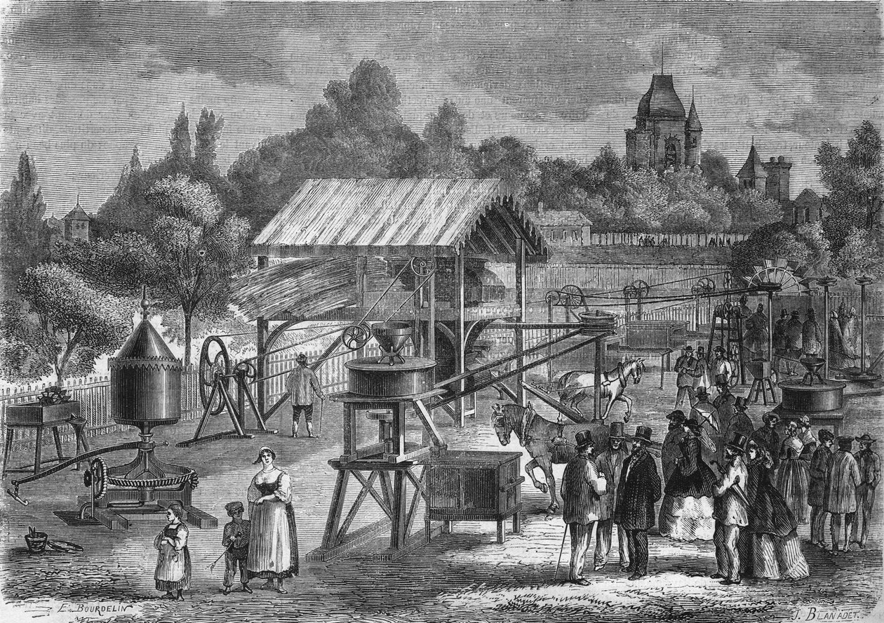 Les Machines Agricoles بواسطة السيد جوزيف بينيت جونيور ، باني في Abilly (Indre et Loire) في عام 1865. بواسطة فنان غير معروف