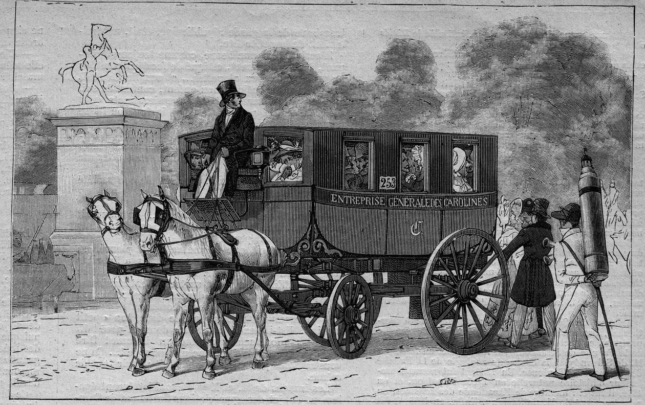 Les Omnibus de Paris في القرن التاسع عشر: كارولين - نقش من عام 1892 بواسطة فنان غير معروف