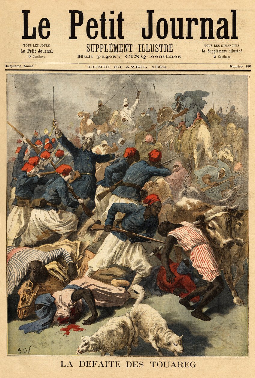 المقدم جوزيف جوفر (1852-1931) ، قائد القوات الفرنسية في السودان (السودان الفرنسي ، مالي) ، قدم بتاريخ 23 مارس 1894 ، قبائل الطوارق "تنغيركيف" بين بحيرتي غورو وفاتي - ملازم العقيد جوزيف جوفر بواسطة فنان غير معروف