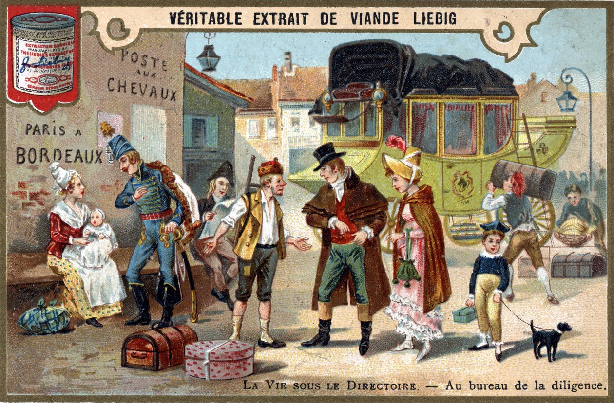 الحياة تحت إدارة المجلس التنفيذي: في مكتب الاجتهاد. Chromolithography ، صورة Liebig. بواسطة فنان غير معروف