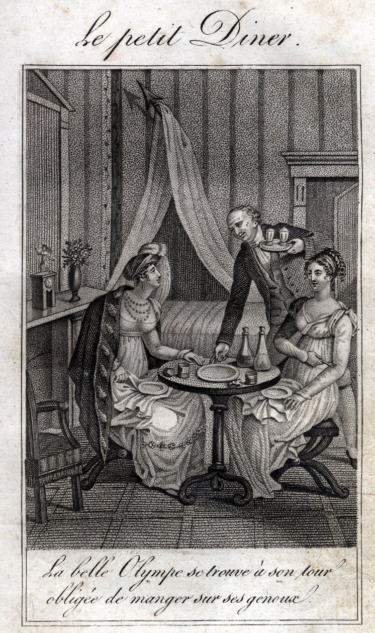عشاء قليل. أوليمب دي جوج (1748-1793) ، سيدة أدبية فرنسية وثورية مع سيلين إحدى صديقاتها. بواسطة فنان غير معروف