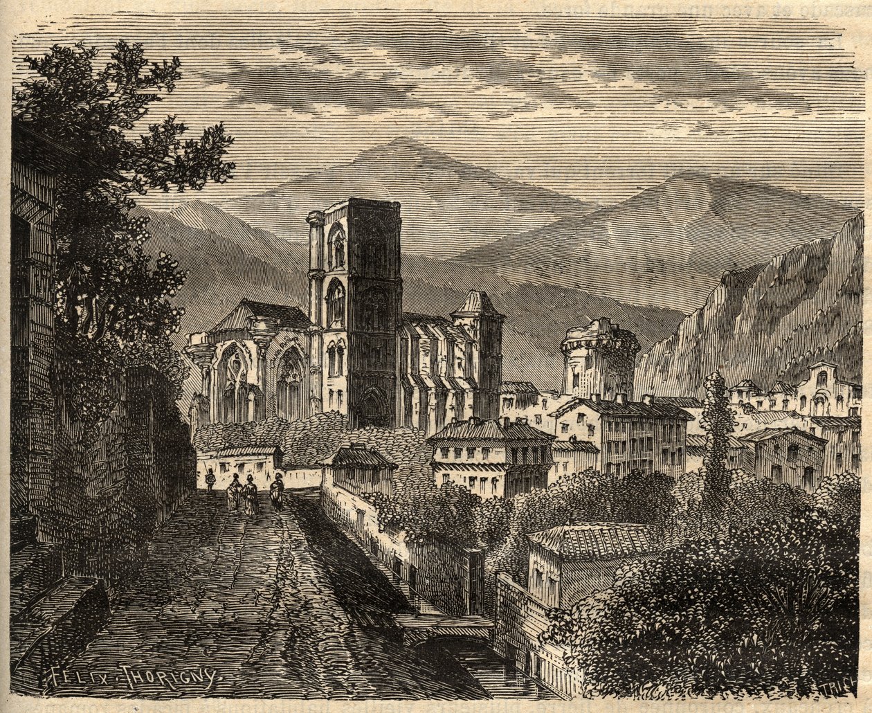 Lodeve - Herault - فرنسا - نقش في "" PATRIE "- صورة وصف مقتضب لفرنسا في 6 مجلدات بواسطة LUCIEN HUARD - نهاية القرن التاسع عشر بواسطة فنان غير معروف