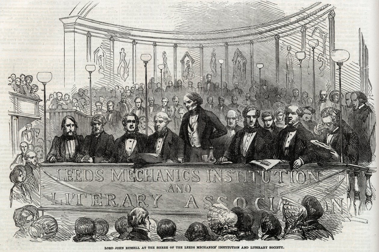 اللورد جون راسل (إيرل راسل الأول) (1792-1878) في Soiree of the Leeds Mechanics 'Institution and Cultural Society 1852 بواسطة فنان غير معروف