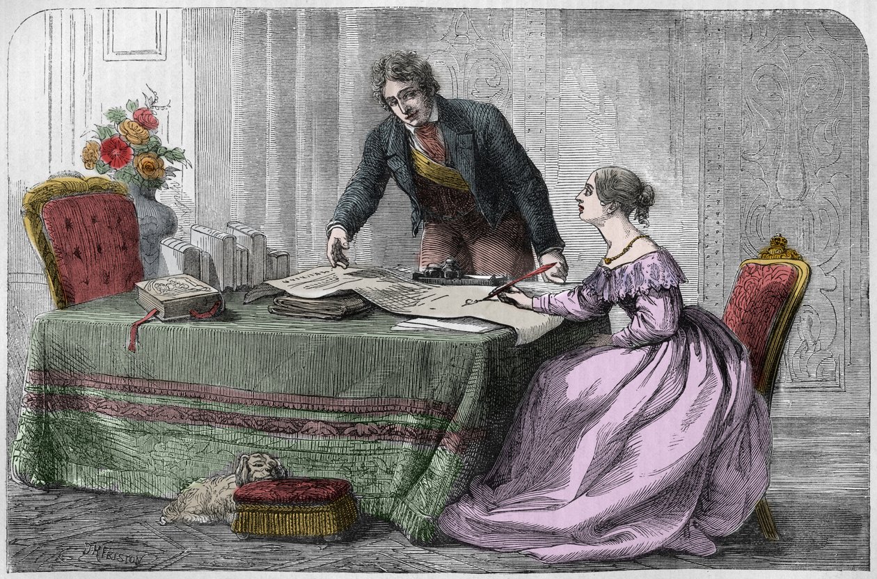 لورد ميلبورن (وليام لامب - 1779-1848) يوجه الملكة الشابة فيكتوريا بواسطة فنان غير معروف