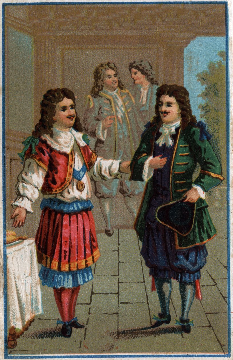 لويس الرابع عشر وموليير ": الملك لويس الرابع عشر (1638-1715) ويوحنا المعمدان بوكلين ديت موليير (1622-1673) بواسطة فنان غير معروف