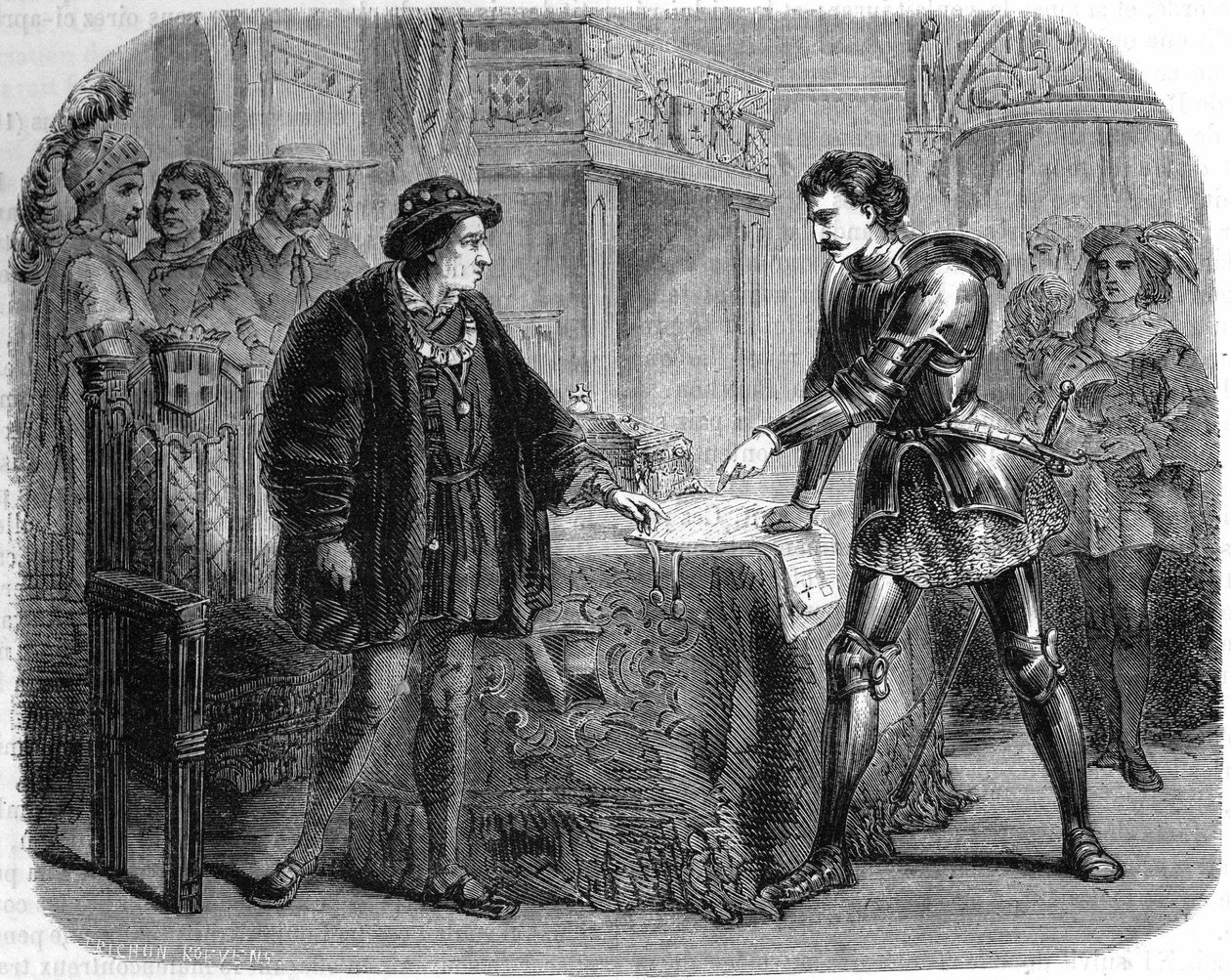 لويس الحادي عشر وتشارلز التمرير في بيرون (إيطاليا) ، أكتوبر 1468. بواسطة فنان غير معروف