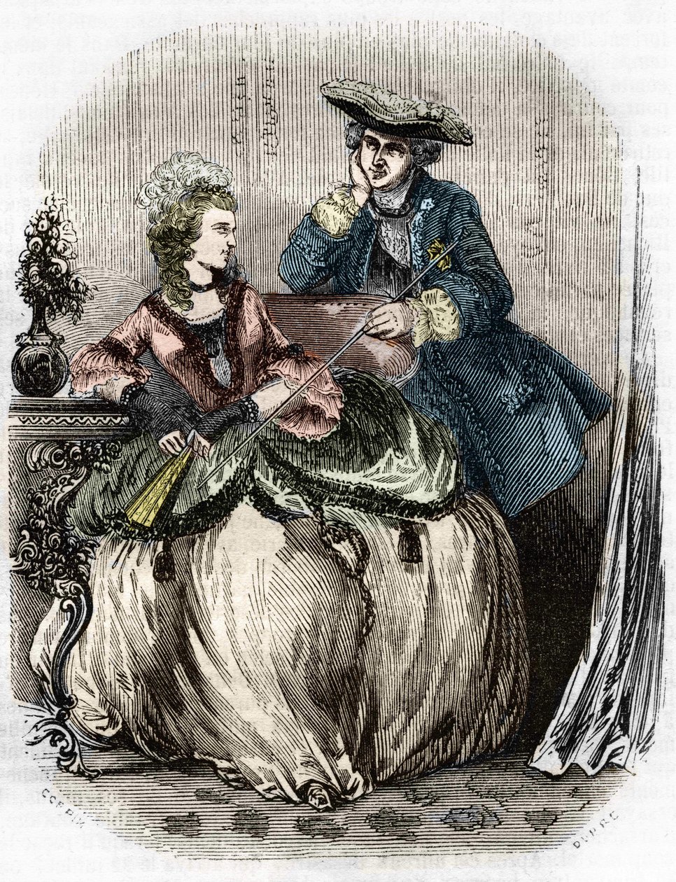 لويس الخامس عشر ومدام دي بومبادور ، جين أنطوانيت بواسون (1721-1764) (ماركيز دي بومبادور) - في هيستوار دو فرانس بقلم L.-P. Anquetil بواسطة فنان غير معروف