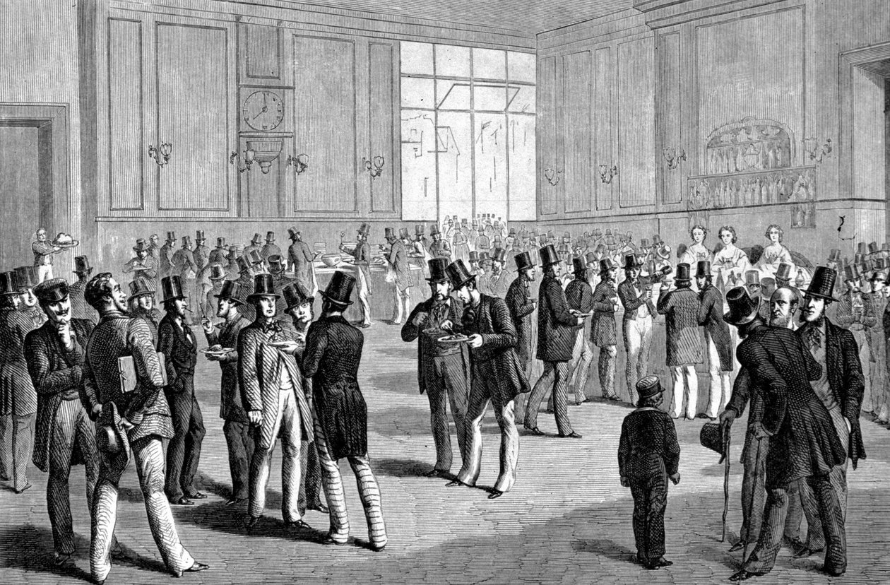 غداء في حانة في سان فرانسيسكو ، كاليفورنيا (الولايات المتحدة الأمريكية) 1860. بواسطة فنان غير معروف