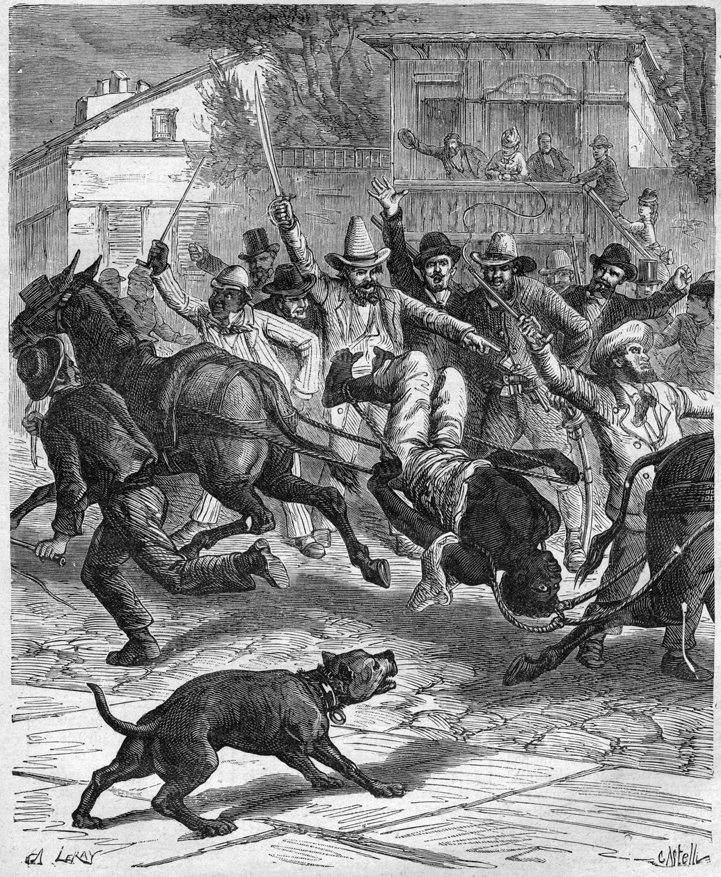 إعدام حلاق في أوسيولا عام 1887 - إعدام حلاق في أوسيولا ميسوري ، الولايات المتحدة عام 1887 بواسطة فنان غير معروف