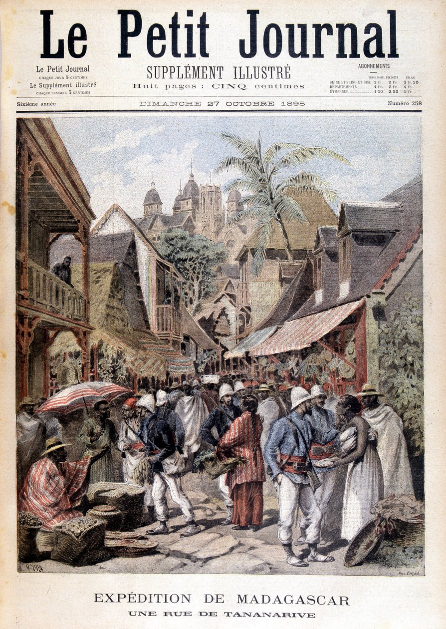 بعثة مدغشقر: أحد شوارع تاناناريف - في "" Le Petite Journal "" بتاريخ 27/11/1895 بواسطة فنان غير معروف