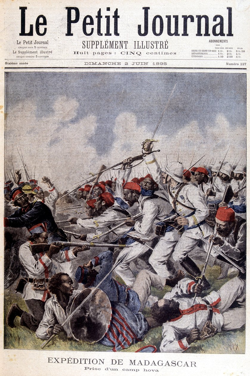 بعثة مدغشقر الاستكشافية: أخذ معسكر هوفا - في "" Le Petite Journal "" بتاريخ 02/06/1895 بواسطة فنان غير معروف