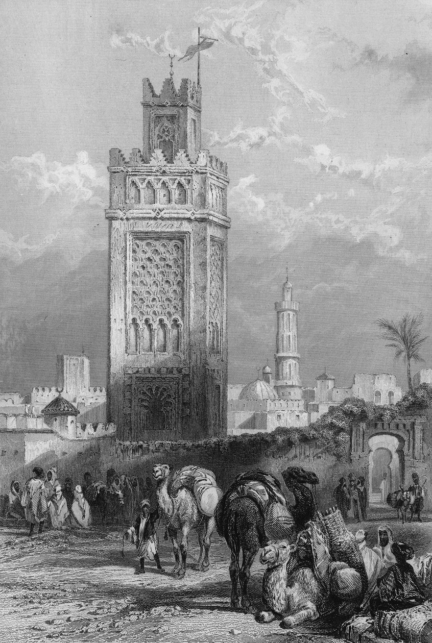 البوابة الرئيسية لوهران الميناء الرئيسي غرب الجزائر. في "" الجزائر القديمة والحديثة "بقلم ليون جاليبرت بواسطة فنان غير معروف
