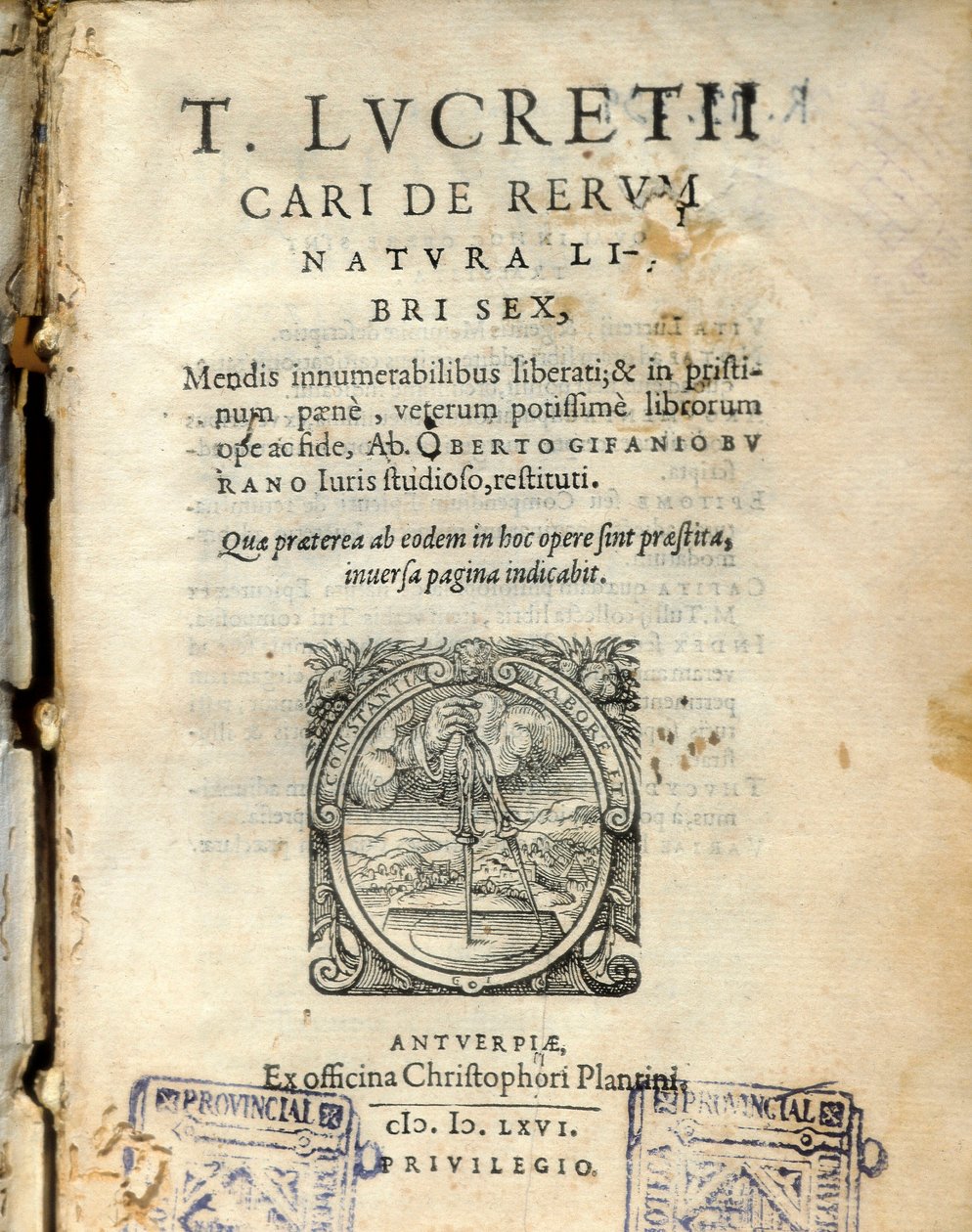صفحات مخطوطة من المجلد 6 لـ "حول طبيعة الأشياء" (من الطبيعة) للفلاسفة اللاتينيين Lucrtce (Lucretius) (98-55 قبل الميلاد) 1564 بواسطة فنان غير معروف