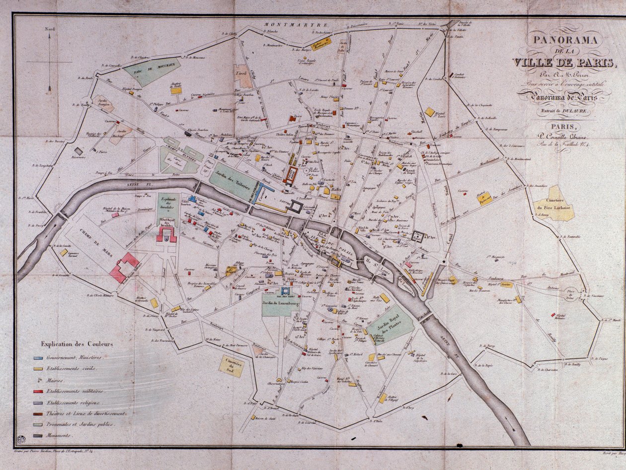 خريطة مدينة باريس عام 1840. بواسطة فنان غير معروف