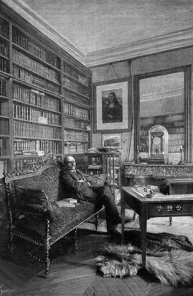 مارسيلين بيرثيلوت (1827-1907) ، كيميائي فرنسي ، في عيادته. نقش في "" الطبيعة: مراجعة العلوم وتطبيقاتها في الفنون والصناعة "في 31 مارس بواسطة فنان غير معروف