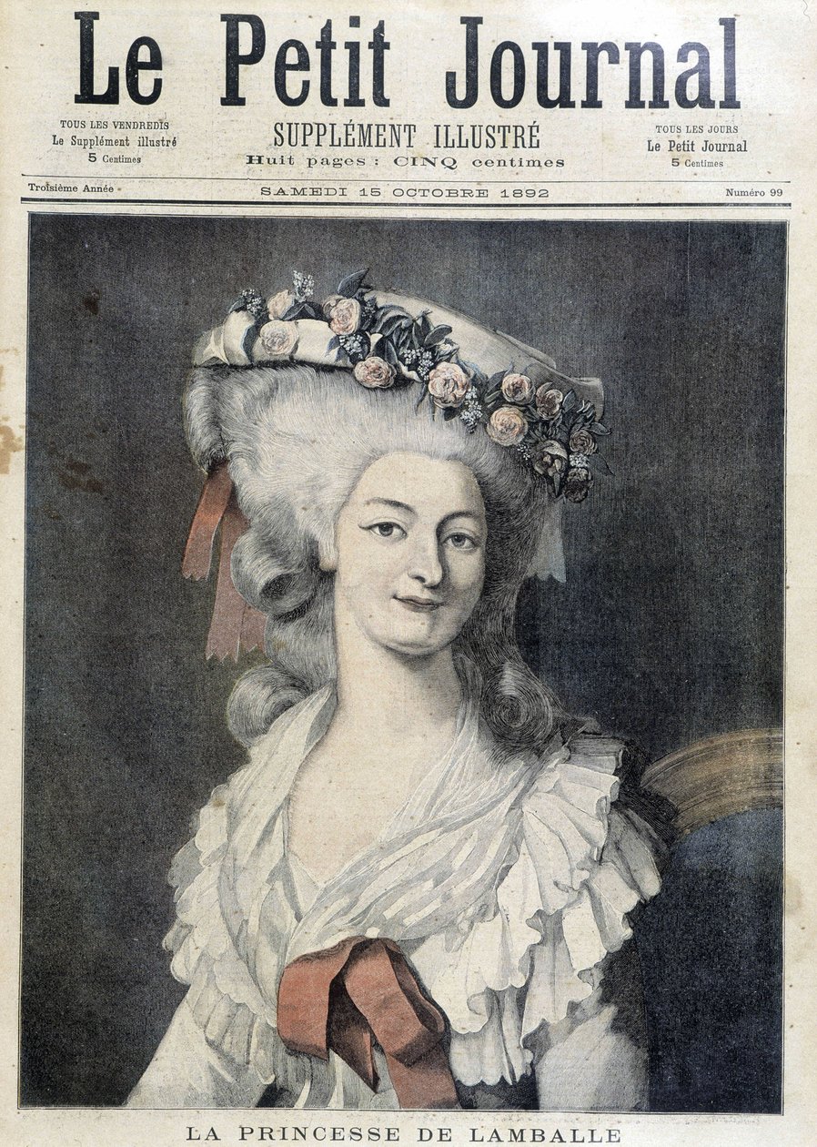 ماري تيريز من سافوي كارينيان (1749-1792) ، أميرة لامبال - غلاف "" The Petity Journal "" بواسطة فنان غير معروف