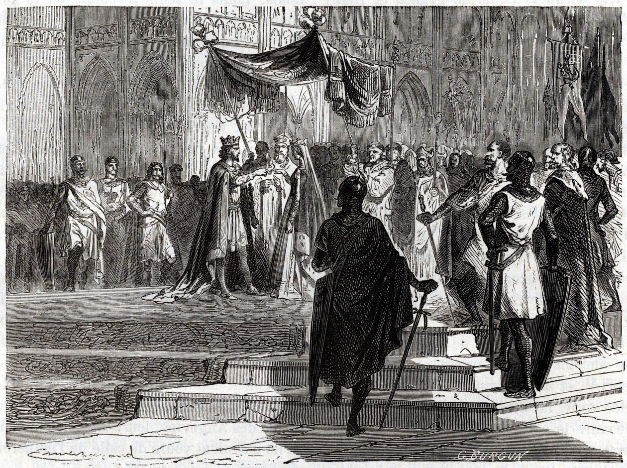 زواج لويس جون (1120-1180) مع ألينور أكيتين (يُطلق عليه أيضًا اسم إليونور دي جوين بواسطة فنان غير معروف