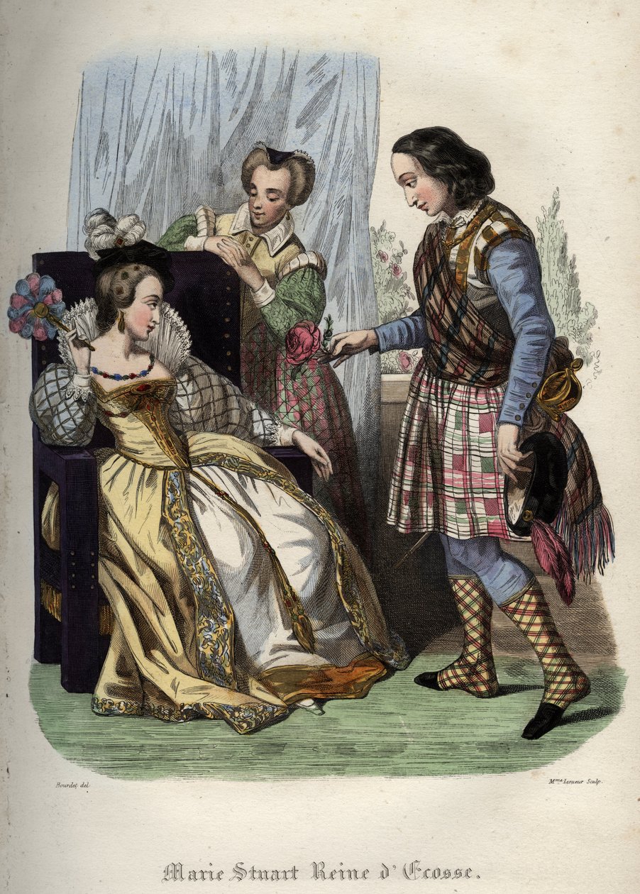 ماري ملكة اسكتلندا (ماري الأولى ملكة اسكتلندا) (ماري إيري ستيوارت) (1542-1587). نقش من عام 1842 في "تاريخ الباباوات" لموريس لاشاتر. مجموعة خاصة. بواسطة فنان غير معروف