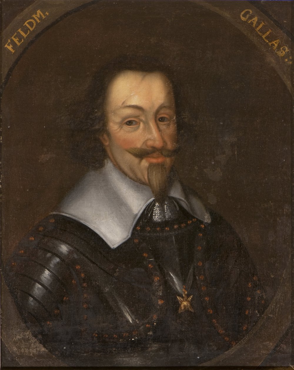 ماتياس جالاس ، كونت كامبو ودوق لوسيرا ، الجنرال النمساوي - صورة ماتياس غالاس (1584-1647) ، كونت كامبو ، دوق لوسيرا ، مجهول. زيت على قماش. الأبعاد: ٦٥ × ٥٥ سم. المتحف الوطني ستوكهولم بواسطة فنان غير معروف