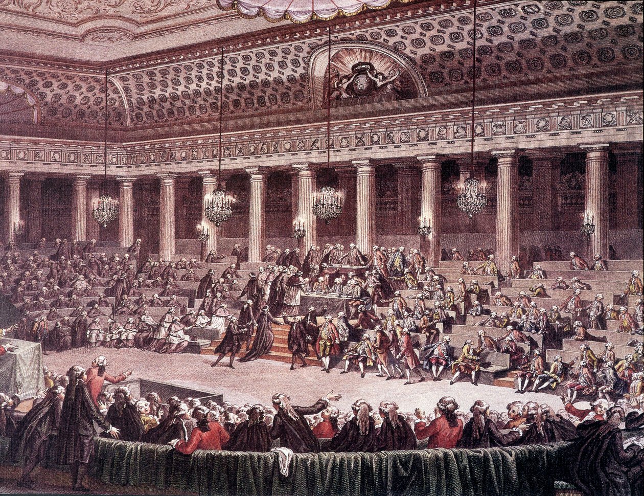 اجتماع الجمعية التأسيسية ليلة 4 أغسطس 1789 لإلغاء الامتيازات بواسطة فنان غير معروف