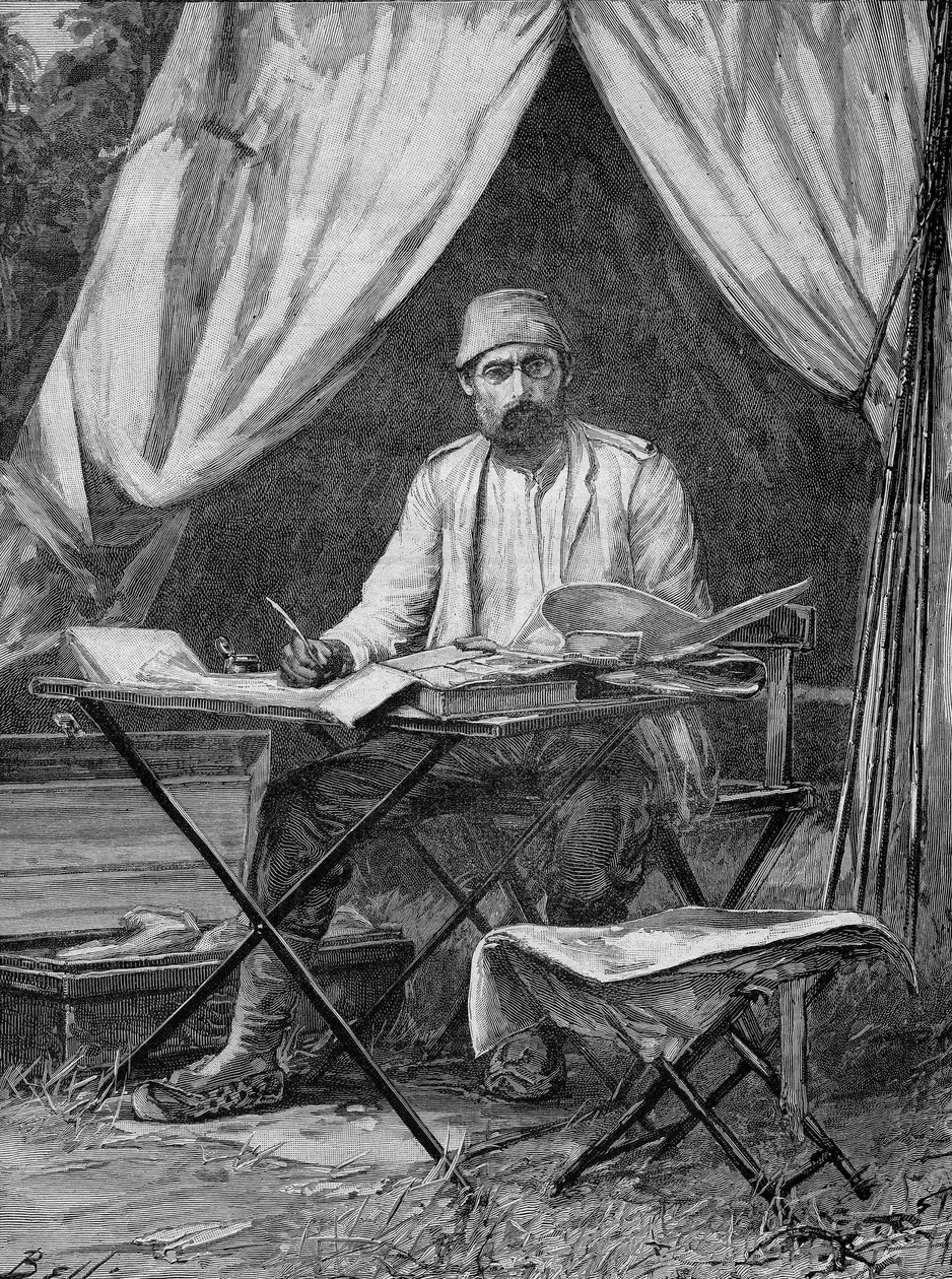 محمد أمين باشا. (إدوارد شنيتسر) مستكشف ألماني (1840 إلى 1892). نقش من 1893. بواسطة فنان غير معروف