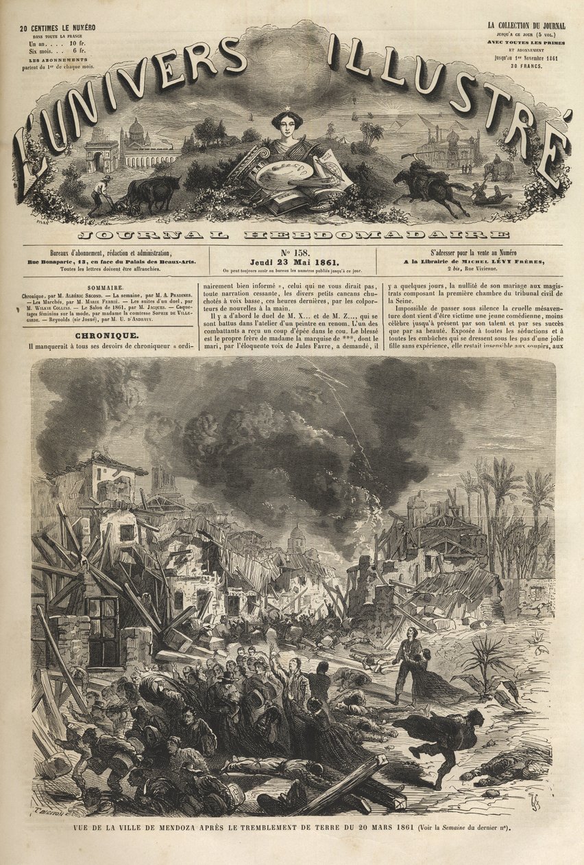 مندوزا ، الأرجنتين - زلزال 1861 - Seisme de 1861 a Mendoza - الأرجنتين - 20 مارس 1861 - الكون المصور عام 1861 - بواسطة فنان غير معروف