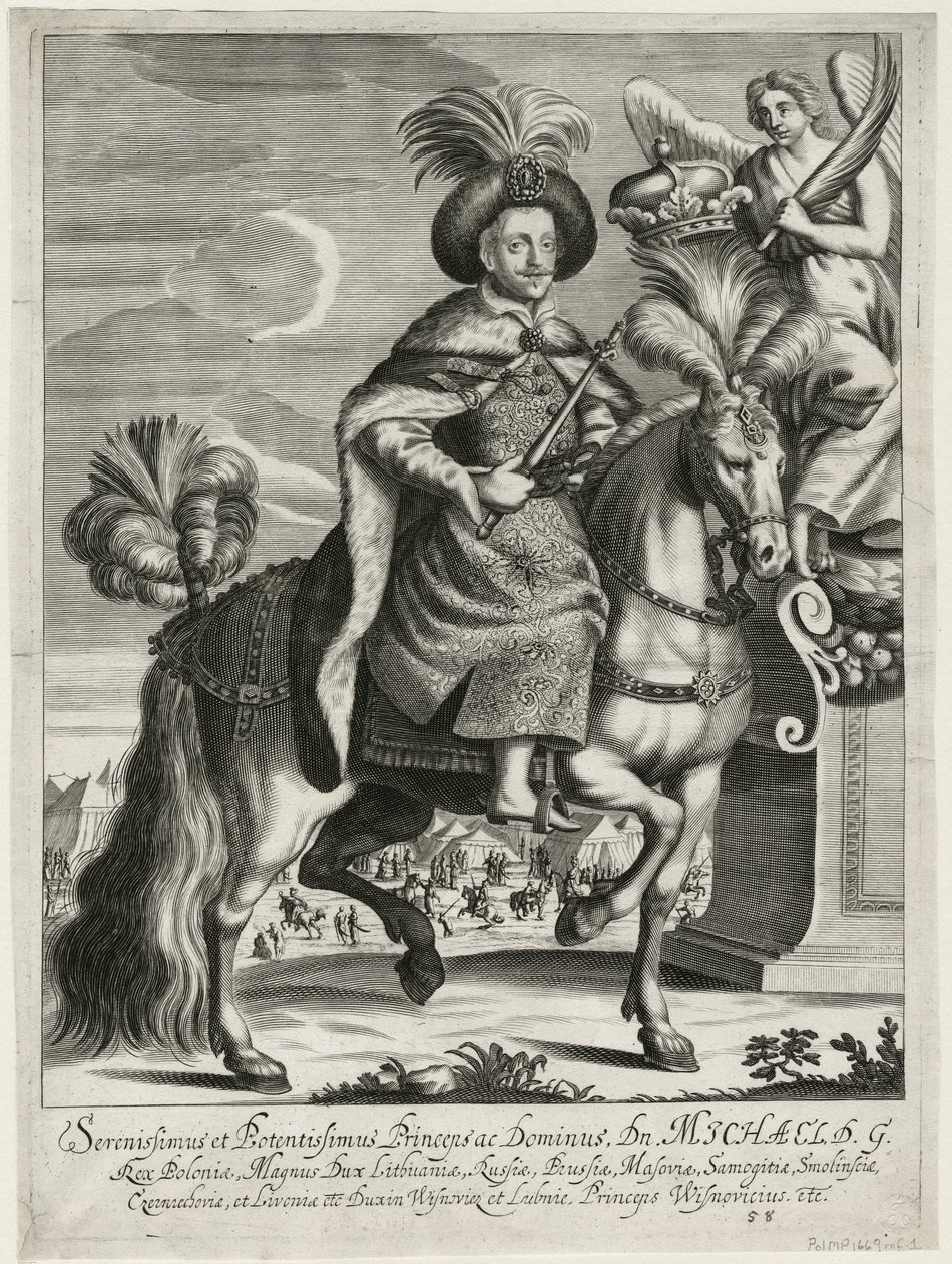 ميشال كوريبوت ويسنيوفيكي (1640-1673) ، ملك بولندا ودوق ليتوانيا الأكبر - مجهول - ج. 1670 - نقش على النحاس - 36.5 × 27.2 - مجموعة خاصة بواسطة فنان غير معروف