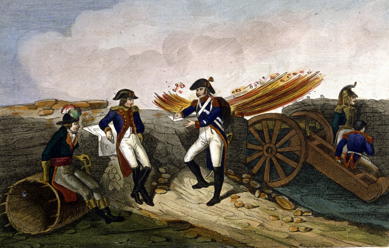 نابليون الأول في حصار طولون (أغسطس - ديسمبر 1793) نقش من القرن التاسع عشر بواسطة فنان غير معروف
