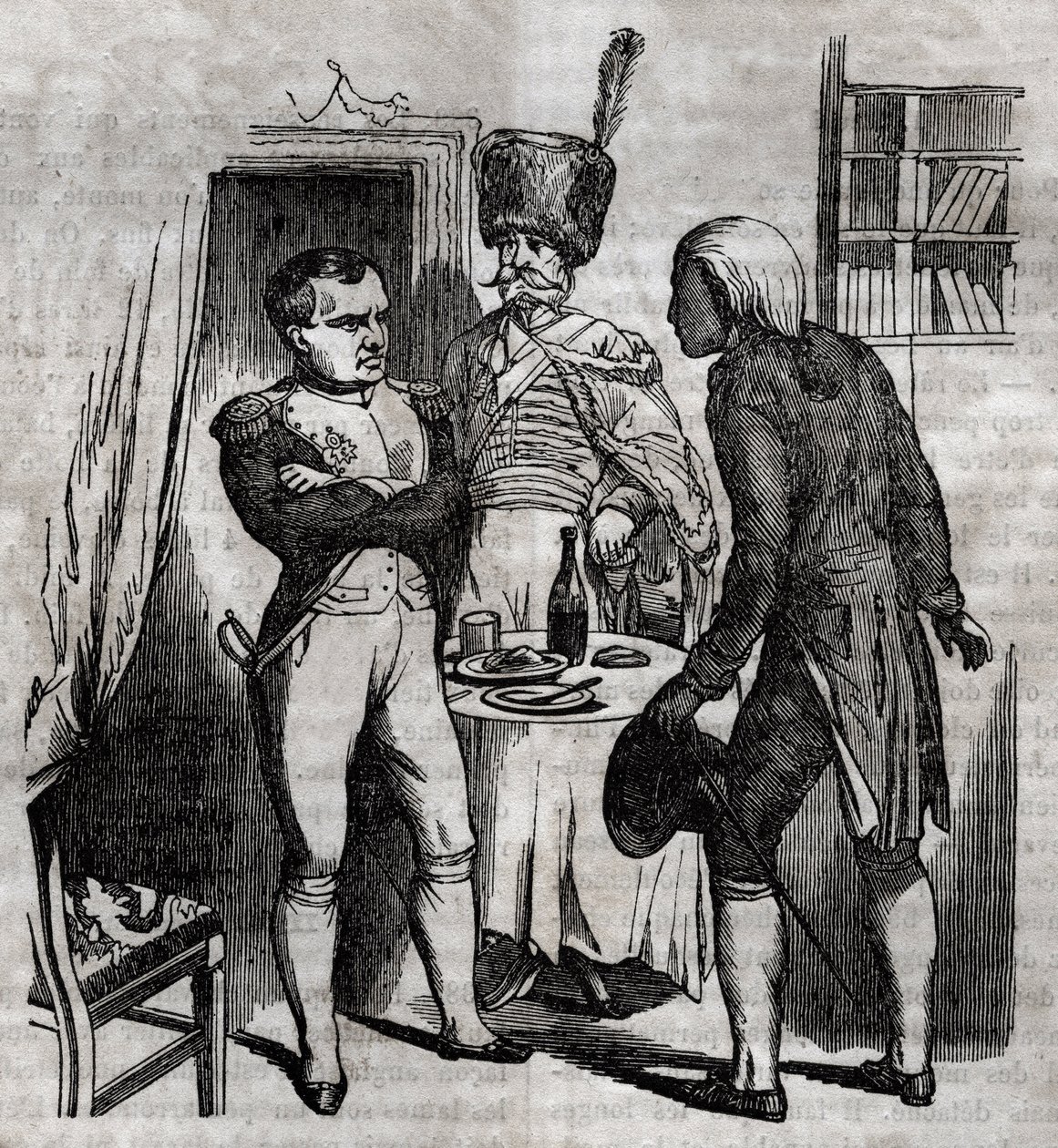 نابليون الأول في حضور جان نيكولا كورفيسارت (1755-1821) طبيب نقش إنجليزي في "La Sante Universelle - Guide Medical des Families" 1852 بواسطة فنان غير معروف