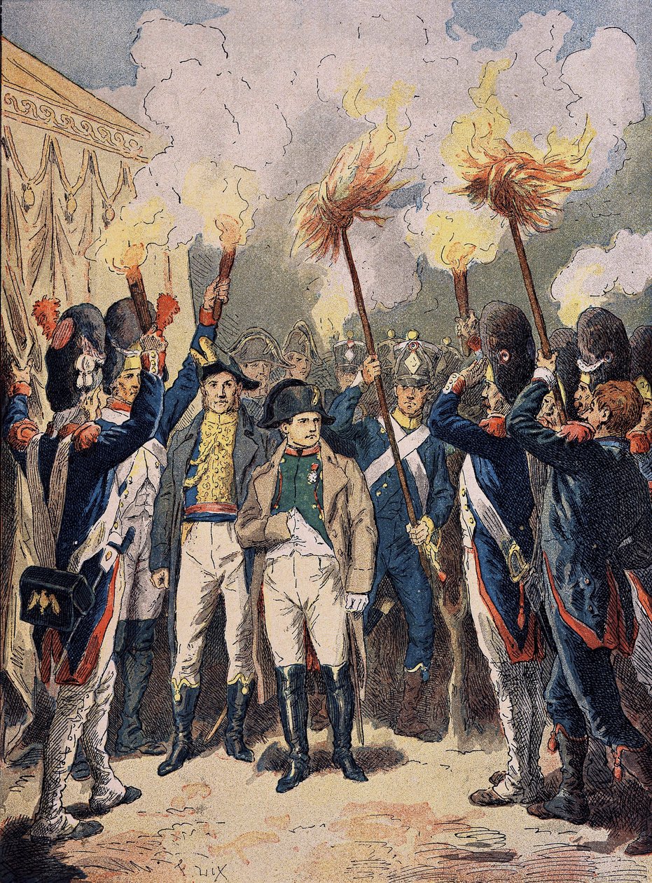 نابليون وجيشه ، في ديسمبر 1805 ، عشية أوسترليتز. بواسطة فنان غير معروف