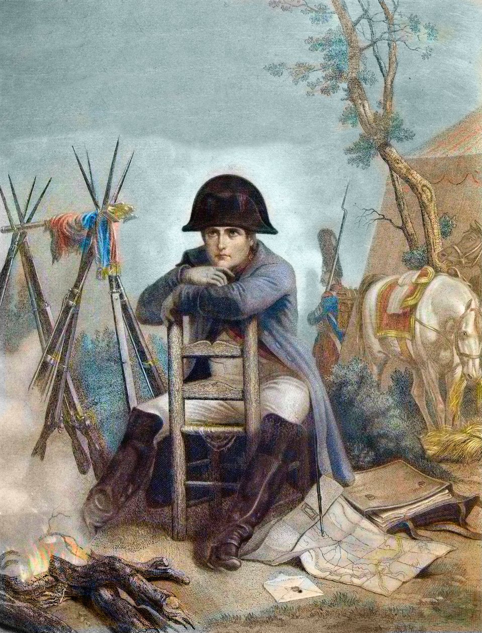 نابليون في Bivouac عشية معركة أوسترليتز - نقش فيليبوتو - نابليون في Bivouac. معركة أوسترليتز (1805) ، والمعروفة أيضًا باسم معركة الأباطرة الثلاثة بواسطة فنان غير معروف