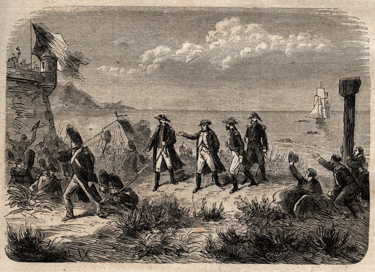 عودة نابليون من إلبا - "" عودة نابليون الأول من جزيرة إلبا ، ونزل في كان في 1 مارس 1815 "" محفور في "Dictionnaire populaire illustrious" - 1864 - بقلم جوزيف ديسمبري وإدموند ألونييه - بواسطة فنان غير معروف