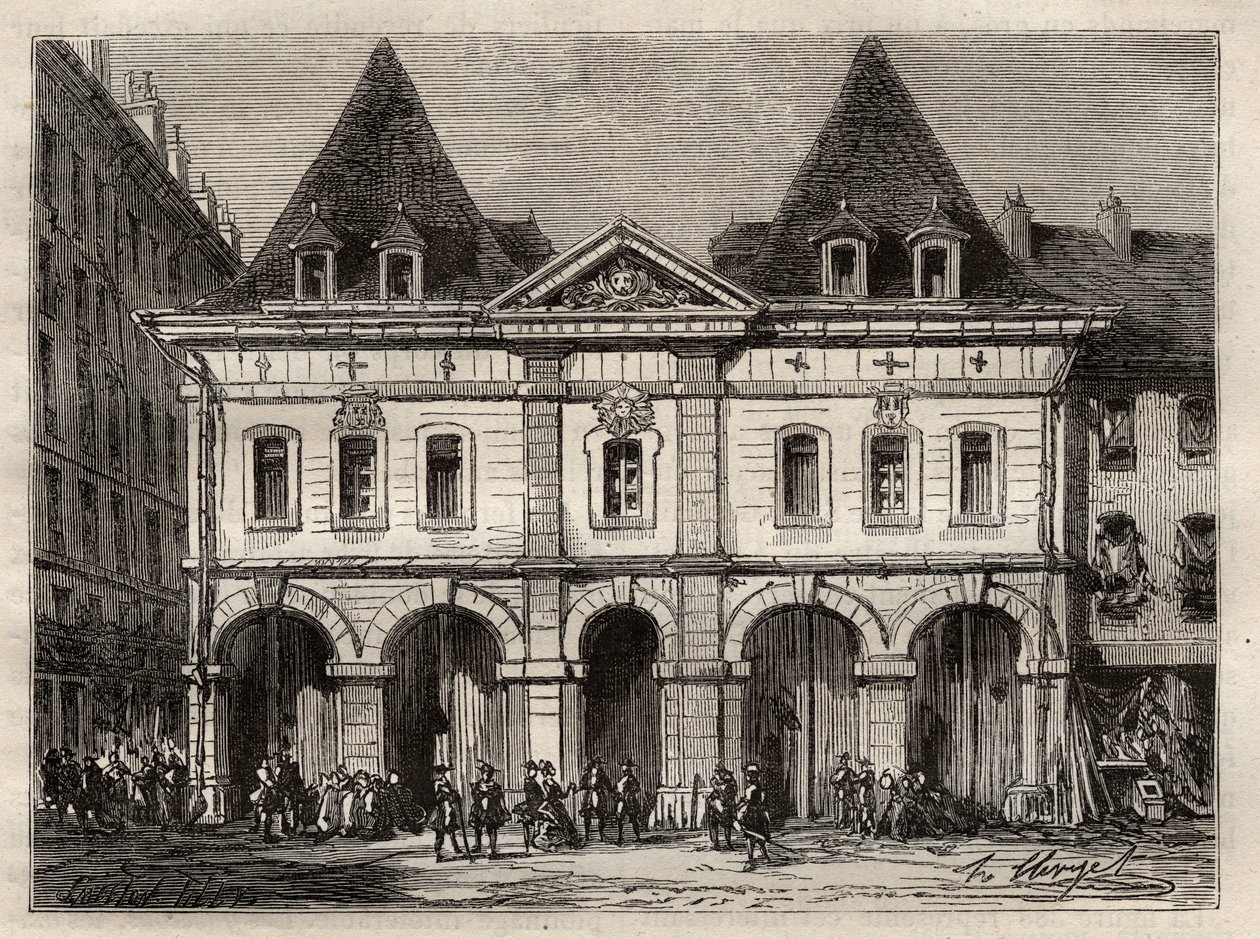 علية الملح القديمة في باريس ، شارع Saint Germain-l'Auxerrois ، بالقرب من مسرح Chatelet - نقش في "Les Merveilles de l'Industrie" بواسطة Louis Figuier بواسطة فنان غير معروف