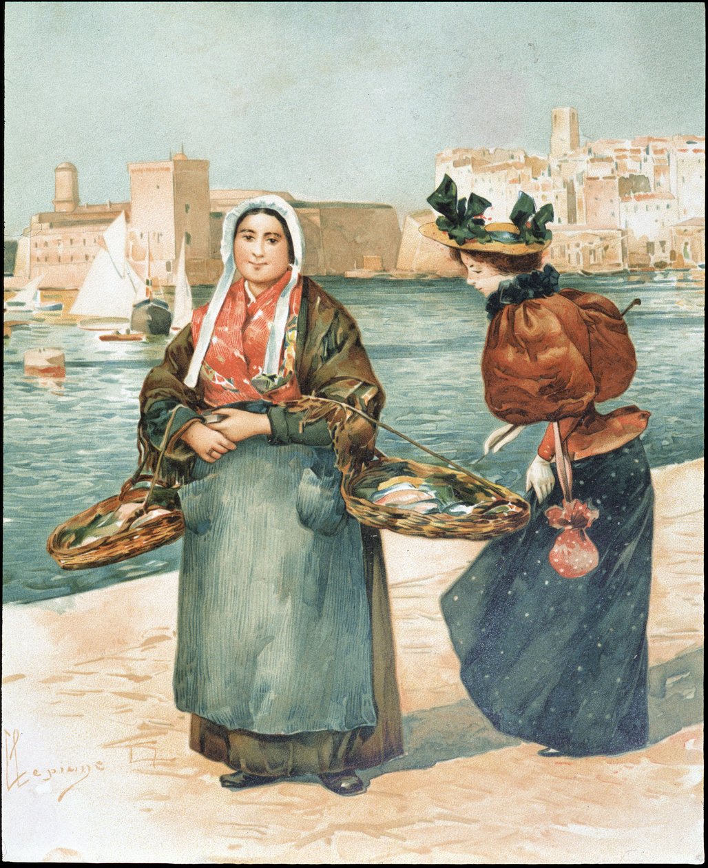 تاجر المحار - رسم Dellepienne بواسطة فنان غير معروف