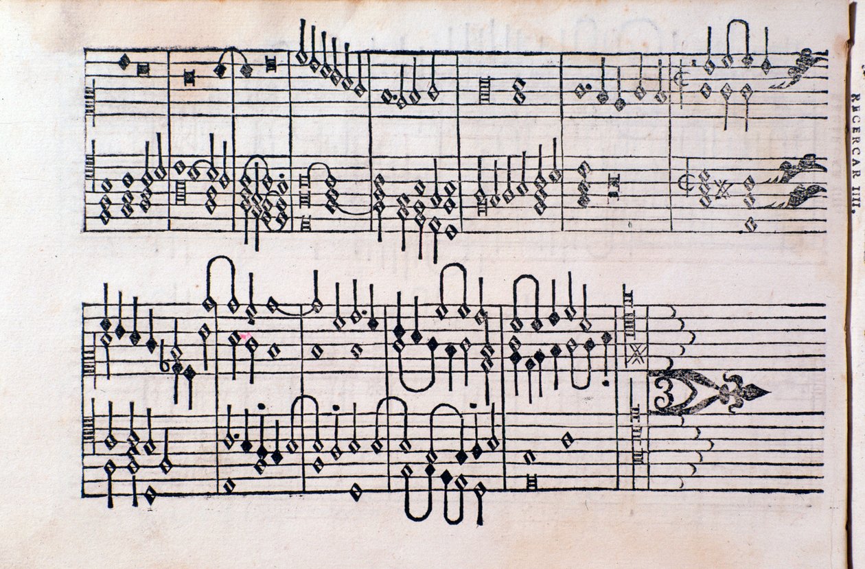 صفحة من Tablature "" ؛ كتاب 1 "" بقلم جيرولامو كافازوني بواسطة فنان غير معروف