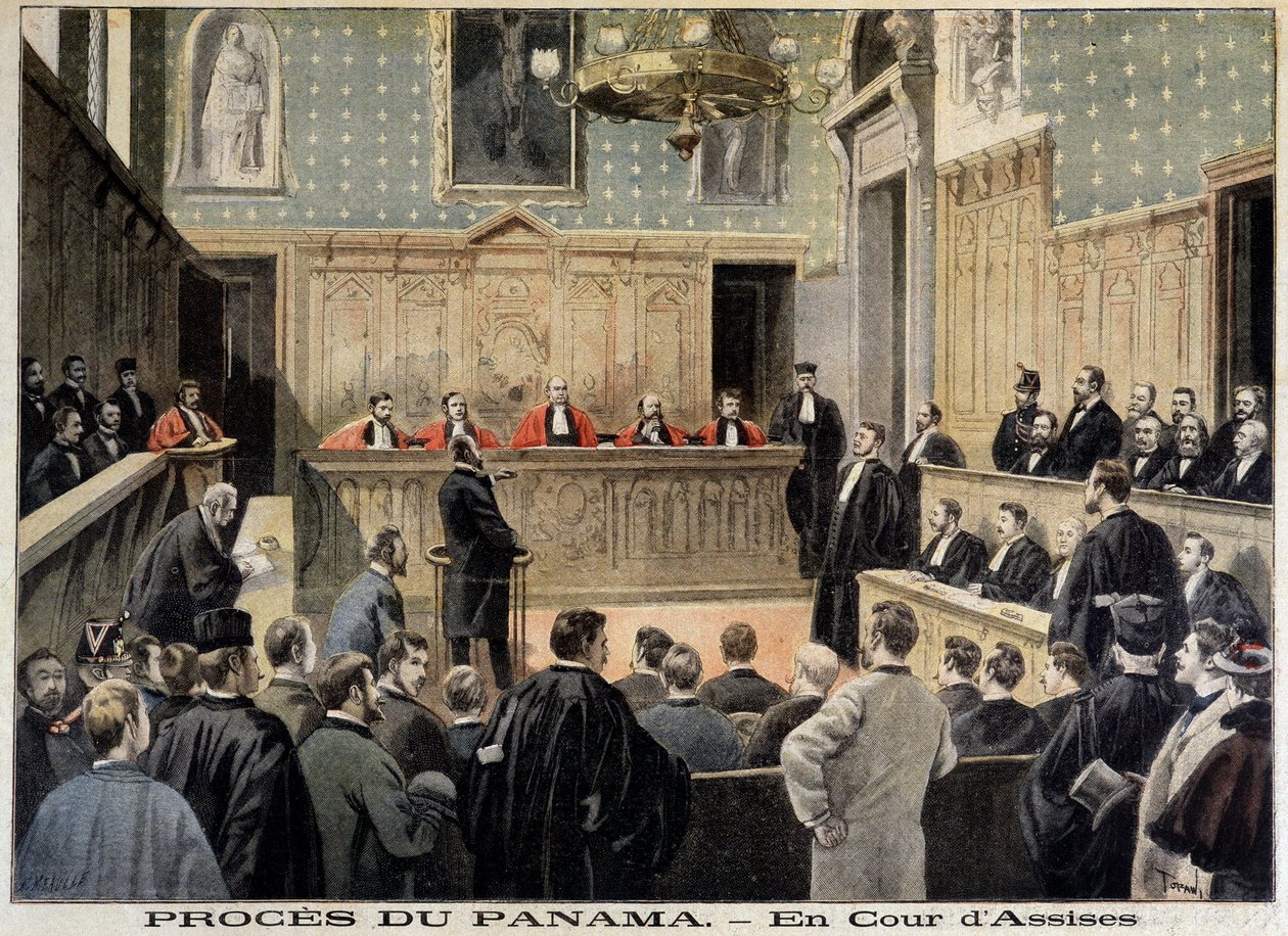 قضية بنما: محكمة الجنايات - في "" Le Petity Journal "" بتاريخ 2/1/1898 بواسطة فنان غير معروف