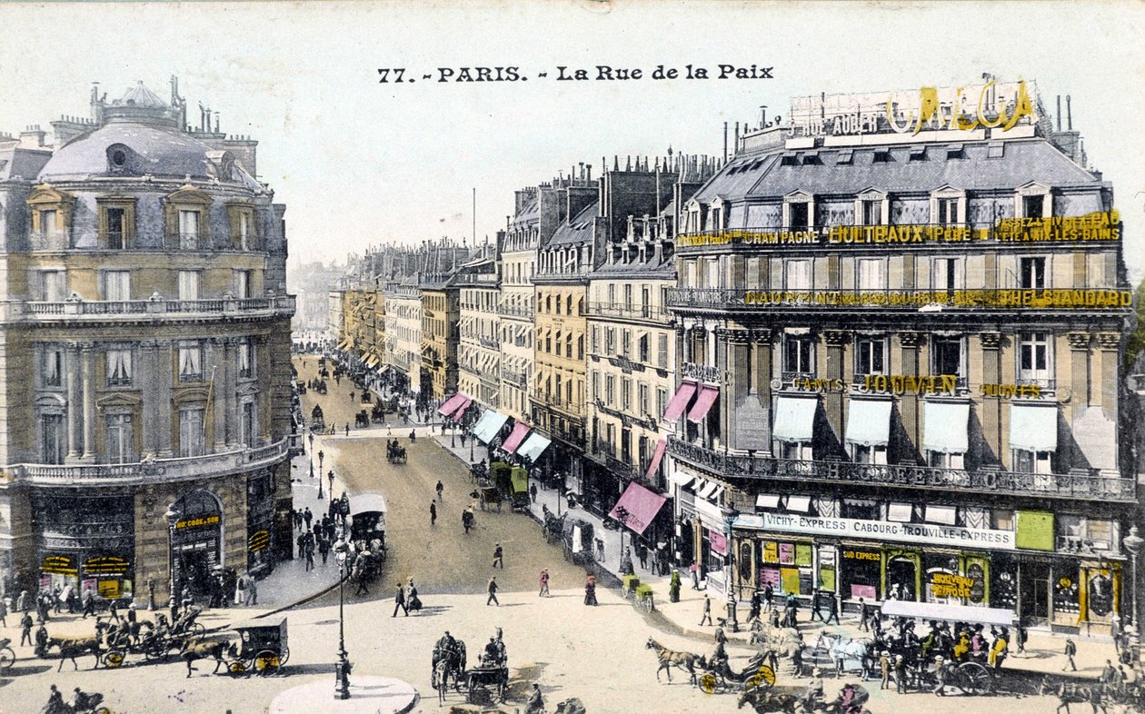 باريس: شارع de la Paix - بطاقة بريدية ، أواخر القرن التاسع عشر بواسطة فنان غير معروف