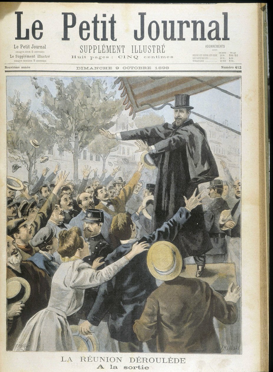 هلل بول ديروليد من قبل الحشد ، غلاف في “Le Petity Journal” ”9/10/1898. بواسطة فنان غير معروف