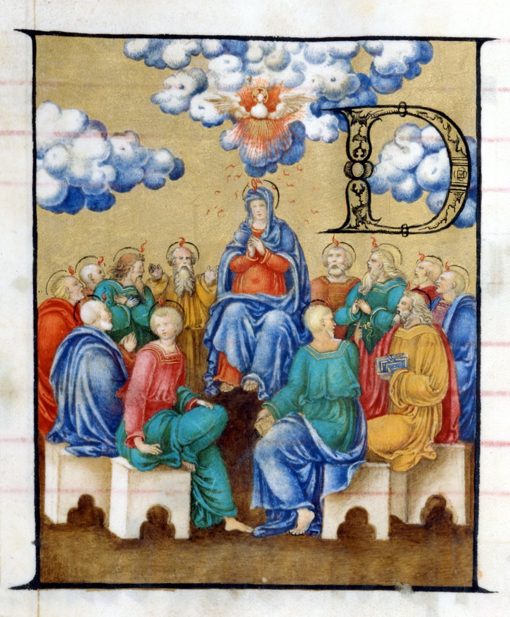 عيد العنصرة - نزول الروح القدس. صورة مصغرة من القرن الخامس عشر. Chiesa dell'incoronata بواسطة لودي بواسطة فنان غير معروف