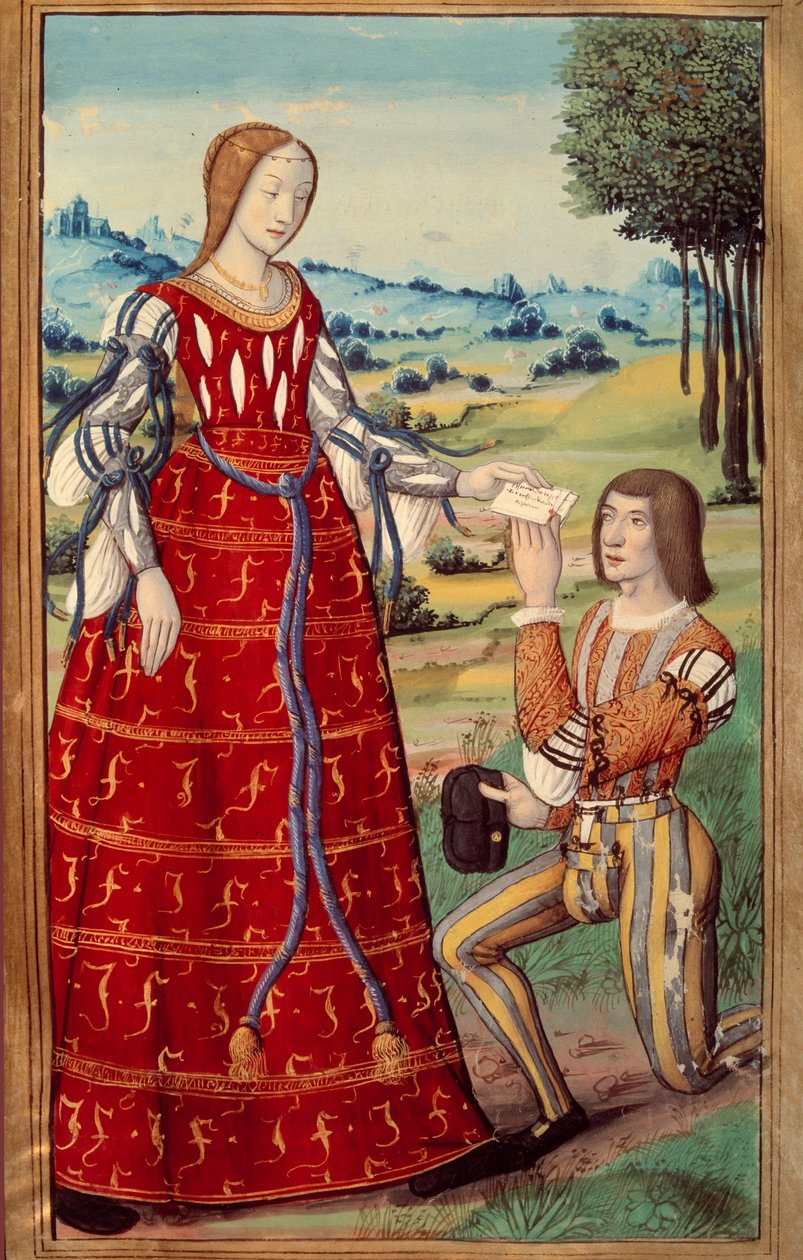 يميل Phedre رسالة إلى رسول مصغر من ترجمة "L'heroide" "(أو Epitres) d'Ovide بواسطة Octavien de Saint Gelais (1468-1502) القرن الخامس عشر ، باريس ، BN بواسطة فنان غير معروف