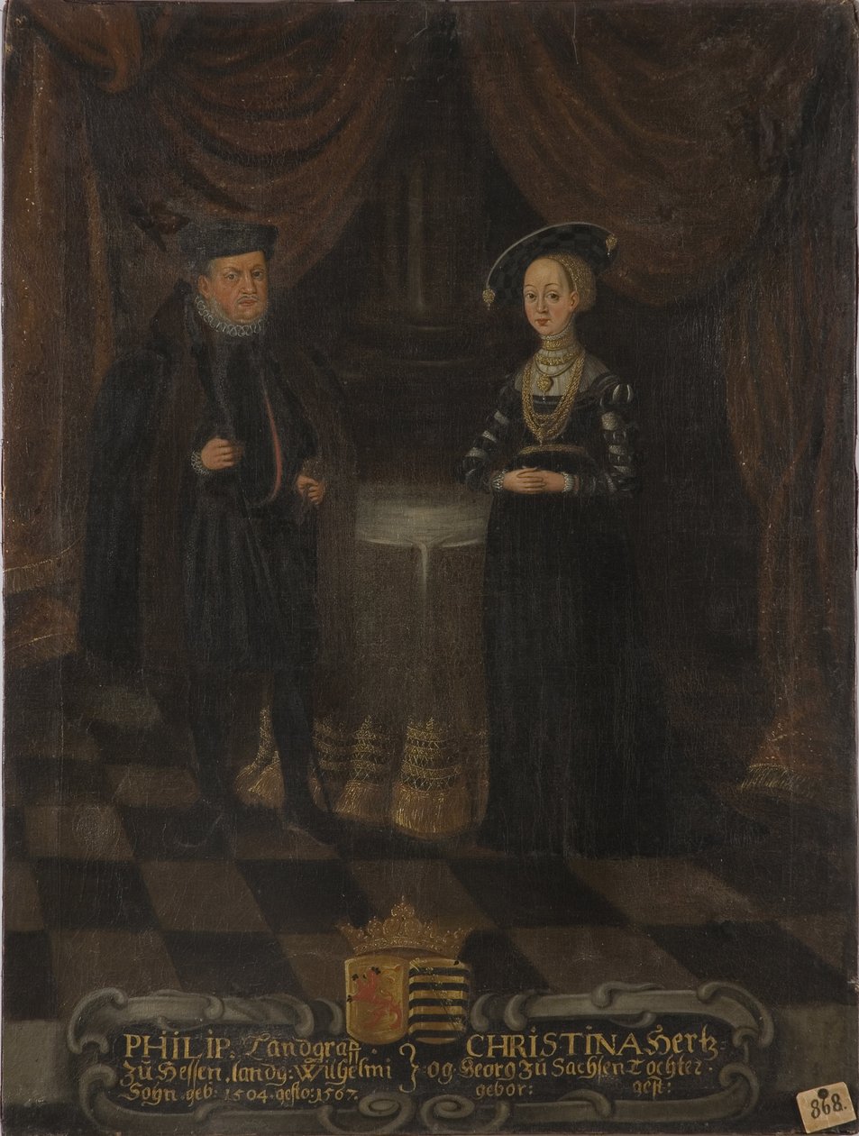 فيليب الأول من هيس ، المعروف باسم Magnanimous و Christine of Saxe - فيليب الأول ، Landgrave of Hesse (1504-1567) وكريستين من ساكسونيا (1505-1549) ، Landgravine of Hesse ، مجهول. زيت على قماش. الأبعاد: ١٠٣ × ٧٩ سم. المتحف الوطني ستوكهولم بواسطة فنان غير معروف