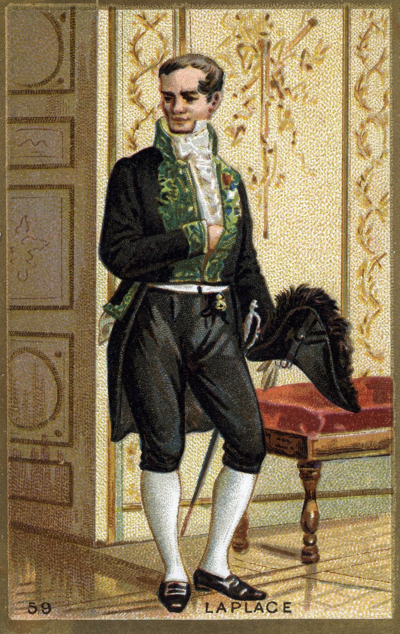 بيير سيمون دي لابلاس (1749 - 1827) ، عالم رياضيات وفلك فرنسي. الطباعة الحجرية الملونة في القرن التاسع عشر. بواسطة فنان غير معروف