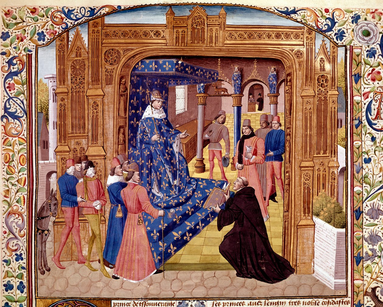 يقدم بيير دي بريسوير كتابه إلى يوحنا الثاني الصالح في جزيرة Cite in Paris Miniature من "" Histoire romaine "(Ad urbe condita) بقلم تيتوس لايف (59 قبل الميلاد - 17 م) (تيتوس ليفيوس) ، ترجمه بيير بريسوير (مللي ثانية 310) 1450-1500 شانتيلي ، موسى بواسطة فنان غير معروف
